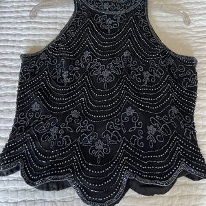 Papell Boutique Evening beaded halter top
